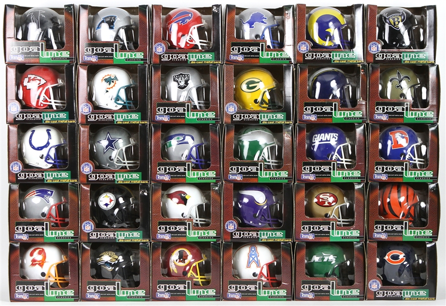 1995 Ertl Collectibles Goal Line Die-Cast Metal Mini Football Helmet Banks (Lot of 30)