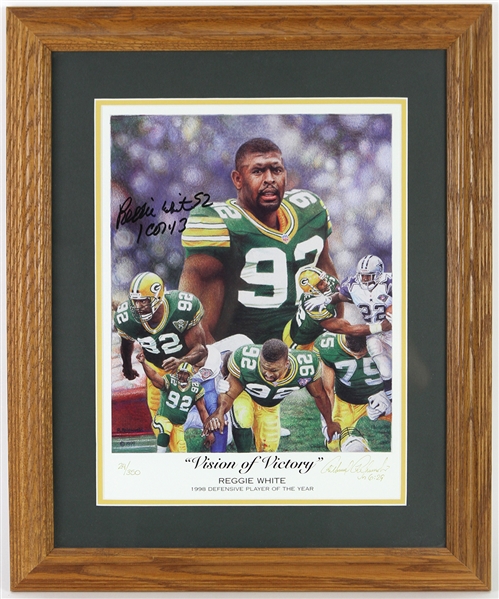 1999 Reggie White Green Bay Packers Signed 19"x 23" Framed Lithograph (JSA)