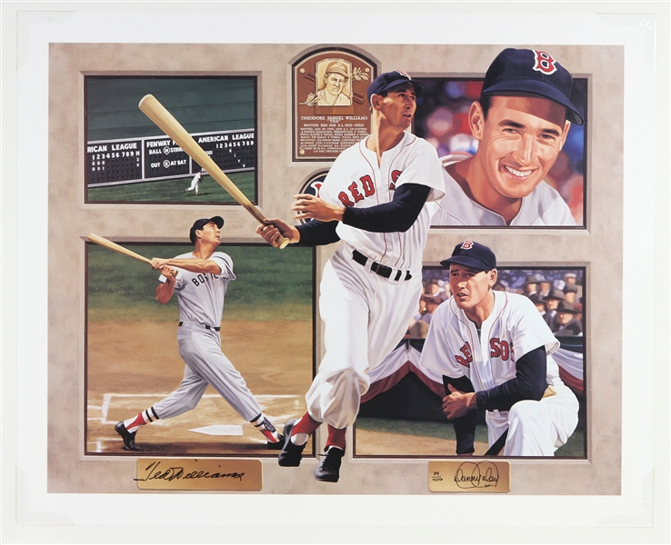 1939-1960 Ted Williams Boston Red Sox Signed 25"x 31" Lithograph (JSA)