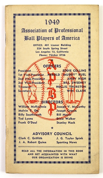 1949 Association of Professional Ball Players of America Booklet 