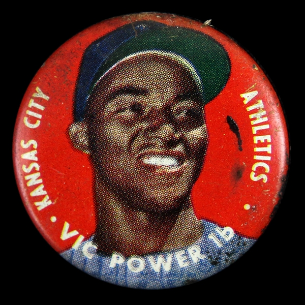 1956 Vic Power Kansas City Athletics 1" Topps Baseball Pinback Button