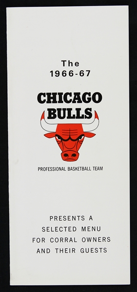 1966-1967 Chicago Bulls Menu for Corral Owners & Guests