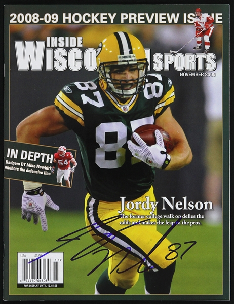 2008-2009 Jordy Nelson Green Bay Packers Signed Inside Wisconsin Sports (JSA)