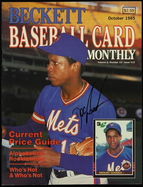 1985 Dwight Gooden New York Mets Signed Beckett Baseball Card Monthly (JSA)