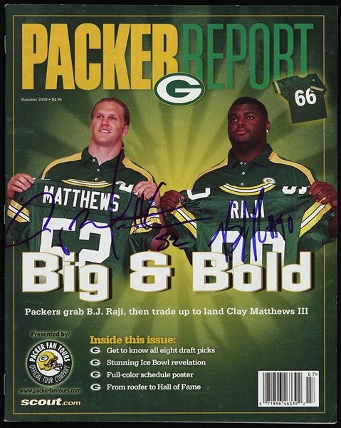 2009 Clay Matthews & B.J. Raji Green Bay Packers Signed Packer Report (JSA)