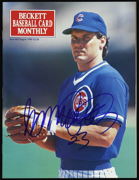 1990 Ryne Sandberg Chicago Cubs Signed Beckett Baseball Card Monthly (JSA)