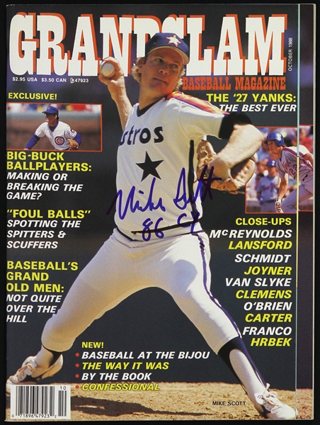 1988 Mike Scott Houston Astros Signed Grandslam Baseball Magazine (JSA)