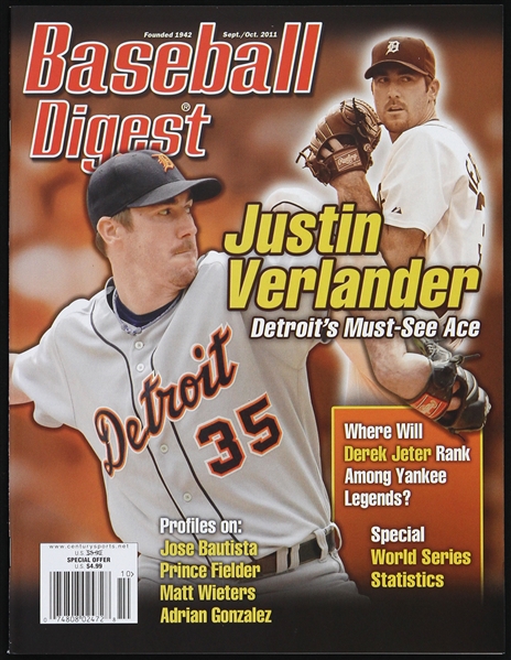 2011 Justin Verlander Detroit Tigers Baseball Digest 