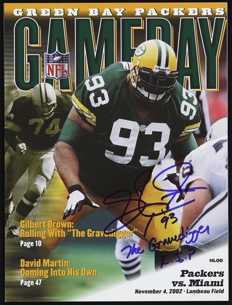 2002 Gilbert Brown Green Bay Packers Signed Packers vs Miami Game Day Program (JSA)