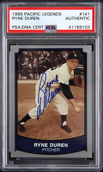 1989 Ryne Duren New York Yankees Autographed Pacific Legends Trading Card (PSA/DNA Slabbed)