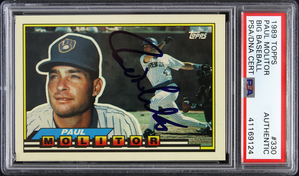 1989 Paul Molitor Milwaukee Brewers Autographed Topps Big Baseball Trading Card (PSA/DNA Slabbed)