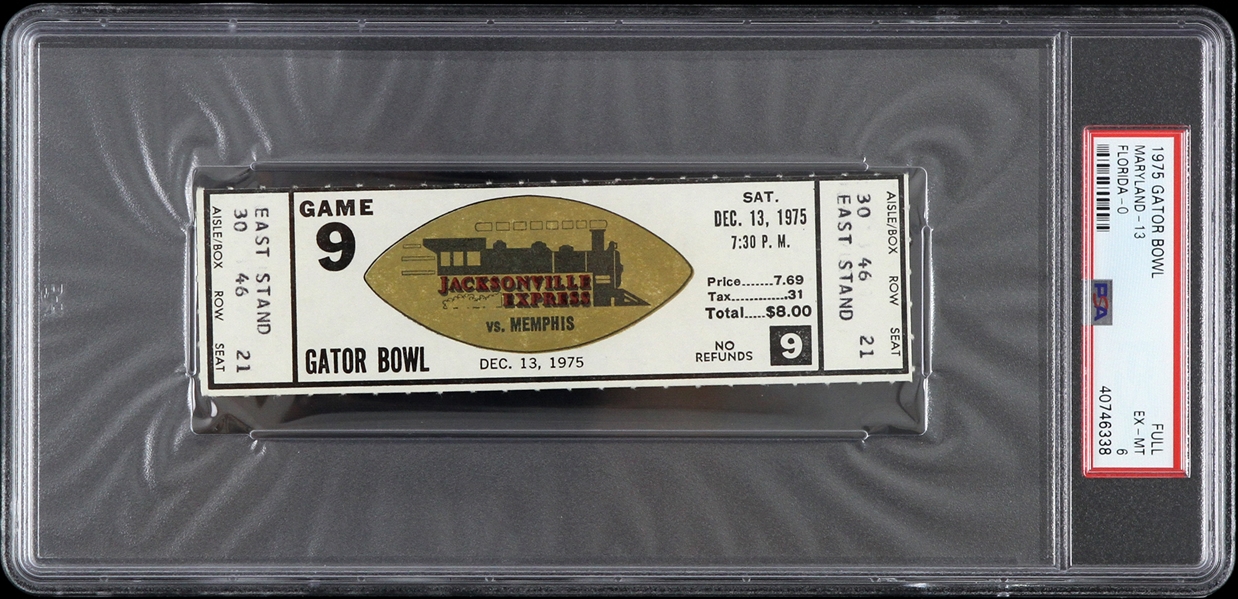 1975 Maryland vs Florida Gator Bowl Full Ticket (PSA/DNA Slabbed)