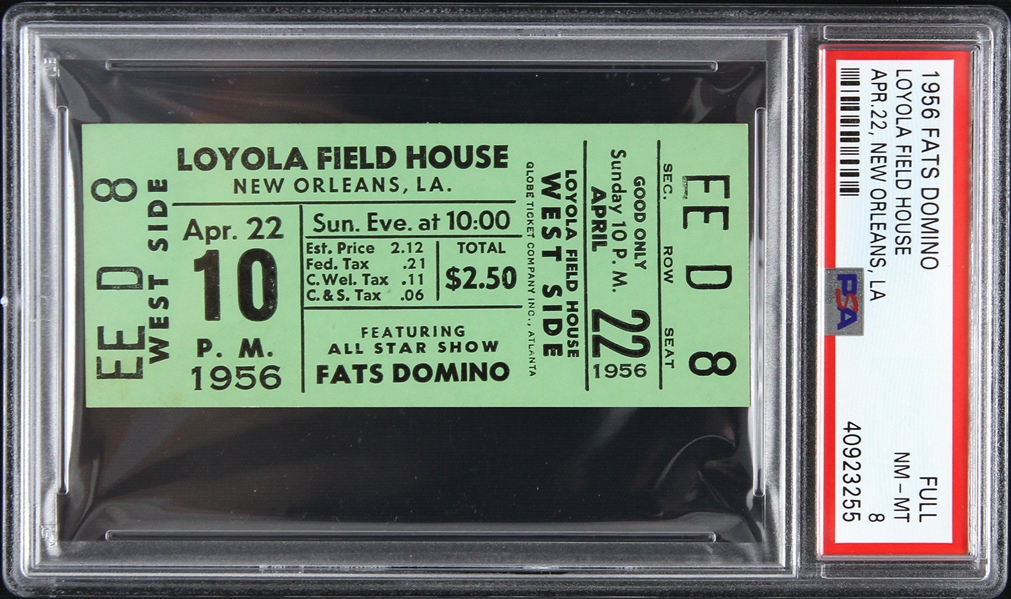 1956 Fats Domino Loyola Field House Full Ticket (PSA/DNA Slabbed)