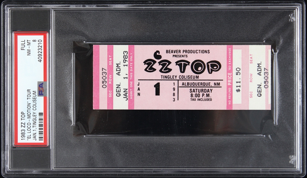 1983 ZZ Top "El Loco-Motion" Tour Full Ticket (PSA/DNA Slabbed)