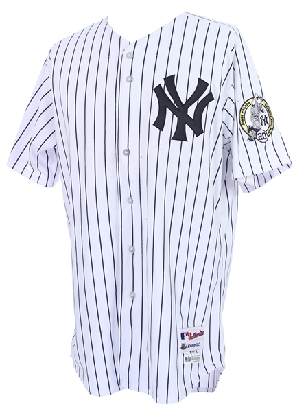 2015 (August 22) Adam Warren New York Yankees Game Worn Jorge Posada Number Retirement Home Jersey (MEARS LOA/MLB Hologram/Steiner)