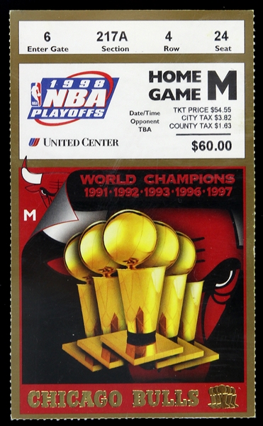 1998 Chicago Bulls NBA Play Offs Home Game Ticket Stub 