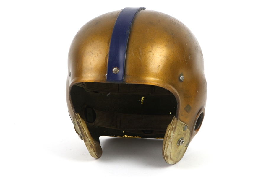 1950s Riddell Gold/Navy Game Worn Football Helmet w/ 6 Strap Suspension System (MEARS LOA)