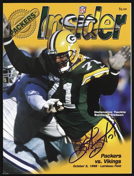 1998 Santana Dotson Green Bay Packers Signed Insider Game Program (JSA)