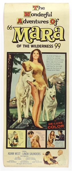 1965 Adam West "The Wonderful Adventures of Mara of the Wilderness" 14"x 36" Film Poster
