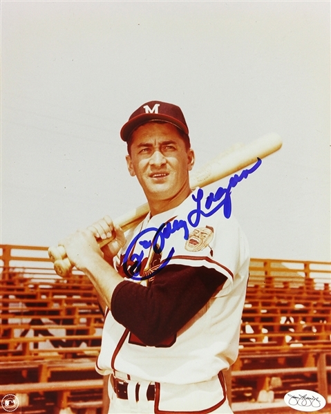 1953-61 Johnny Logan Milwaukee Braves Signed 8 x 10 Color Photo *JSA*