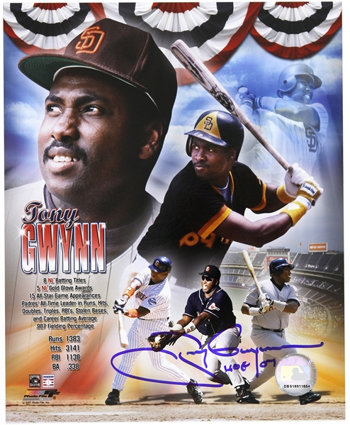 2007 Tony Gwynn San Diego Padres Signed 8" x 10" HOF Induction Photo (JSA)