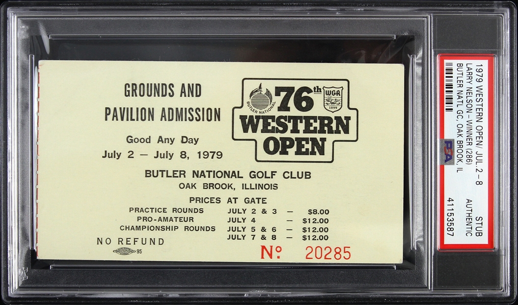 1979 Western Open Butler National Golf Club Grounds & Pavilion Admission Stub (PSA Slabbed Authentic)