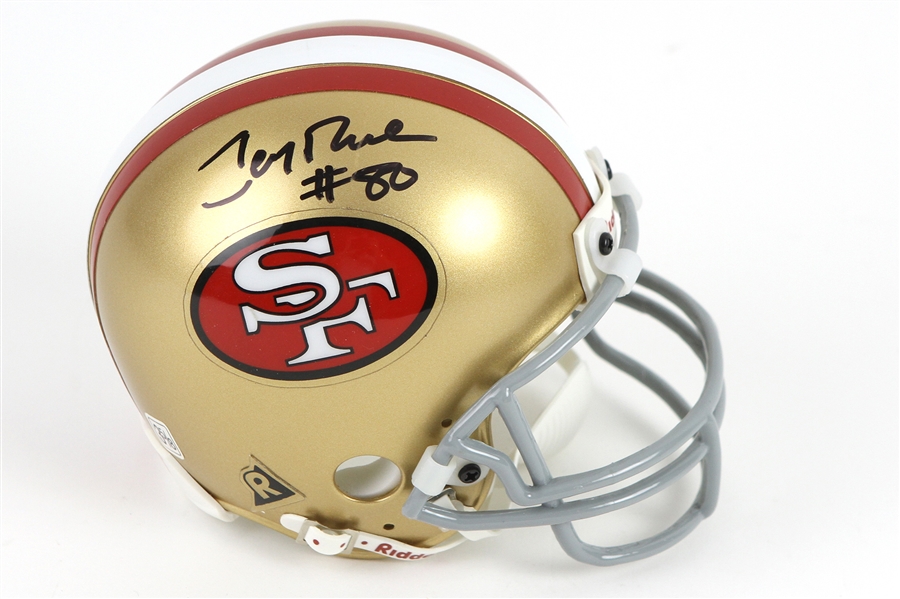 2000s Jerry Rice San Francisco 49ers Signed Mini Helmet (JSA)