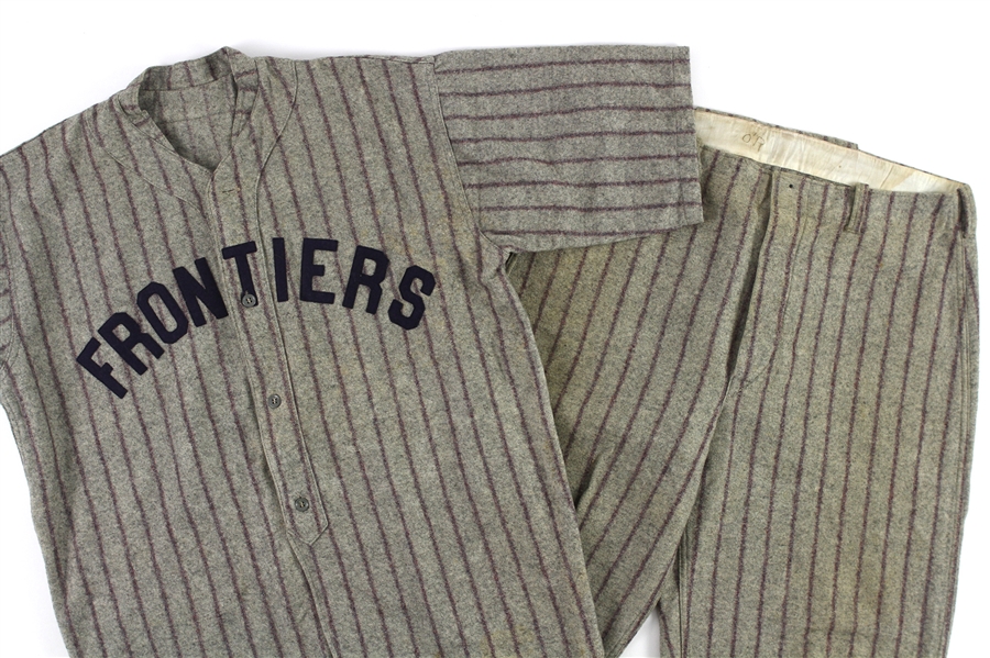 1910s Frontiers Game Worn Flannel Baseball Uniform w/ Jersey & Pants (MEARS LOA)