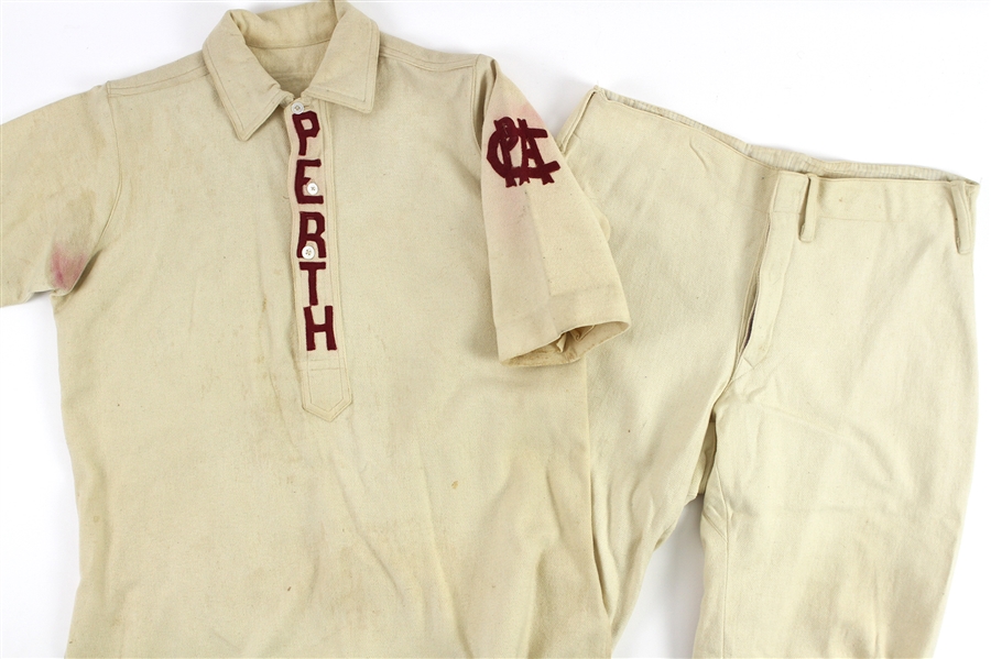1890s-1900s Perth Game Worn Flannel Baseball Uniform w/ Jersey & Pants (MEARS LOA)