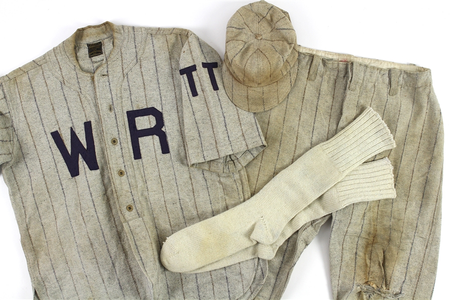 1900s-10s WR TT Game Worn Horace Partridge Flannel Baseball Uniform w/ Jersey, Pants, Cap & Socks (MEARS LOA)