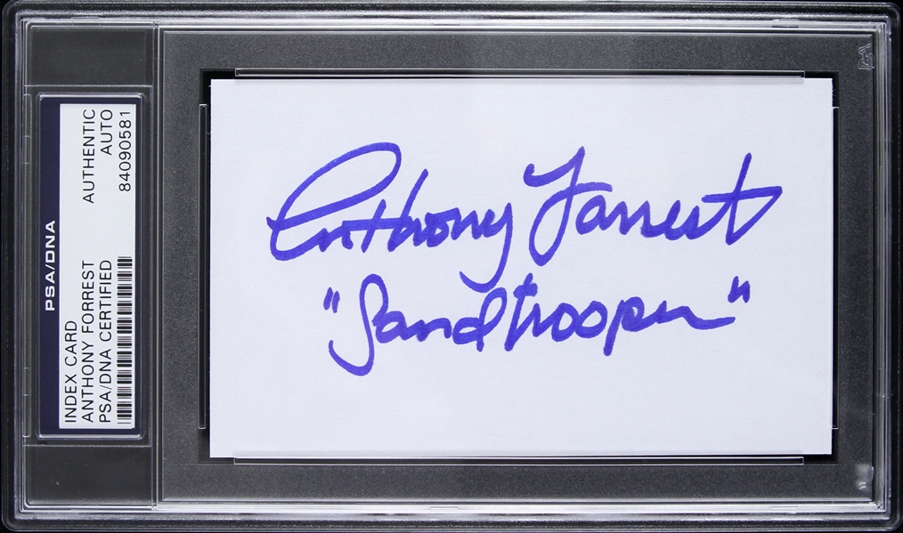 1977 Anthony Forrest Star Wars "Sandtrooper" Signed 3"x 5" Index Card (PSA/DNA Slabbed)