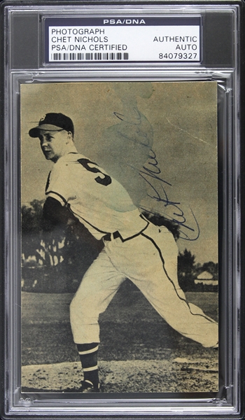 1951-1956 Chet Nichols Boston/Milwaukee Braves Signed 3"x 5" Photo (PSA/DNA Slabbed)