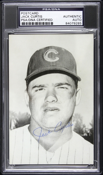 1961-1962 Jack Curtis Chicago Cubs Signed 3"x 5" Postcard (PSA/DNA Slabbed)