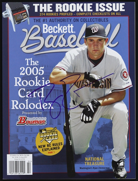 2006 Ryan Zimmerman Washington Nationals Signed Beckett Baseball Magazine (JSA)