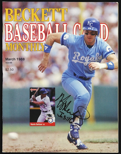 1988 Kevin Seitzer Kansas City Royals Signed Beckett Baseball Card Monthly (JSA)