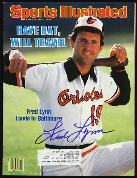 1985 Fred Lynn Baltimore Orioles Signed Sports Illustrated (JSA)