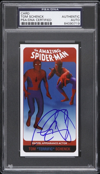 1970s Tom Schenck Spiderman Portrayal Autographed Appearance Card (PSA/DNA Slabbed)