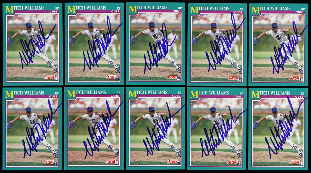 1991 Mitch Williams Chicago Cubs Autographed Score Trading Cards (Lot of 10)(JSA)