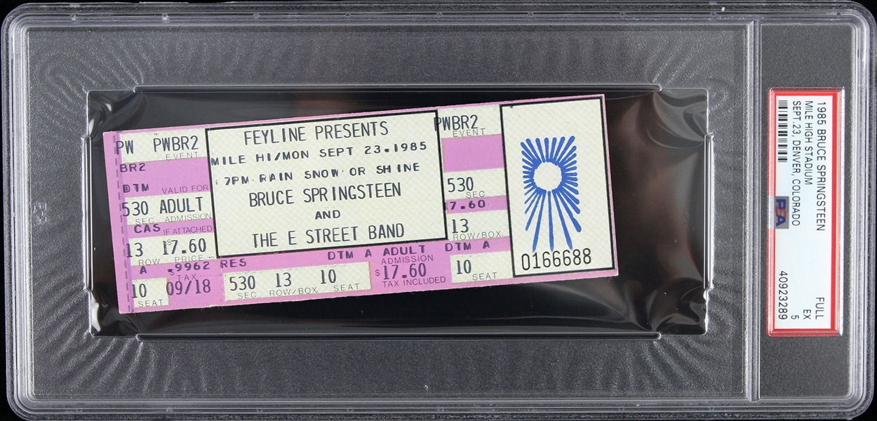 1985 Bruce Springsteen & The E Street Band Mile High Stadium Full Ticket (PSA/DNA Slabbed) 