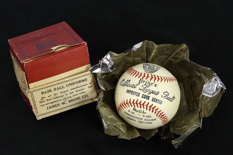 1920s James W. Brine Official League Baseball Unused in Original Box (MEARS LOA)