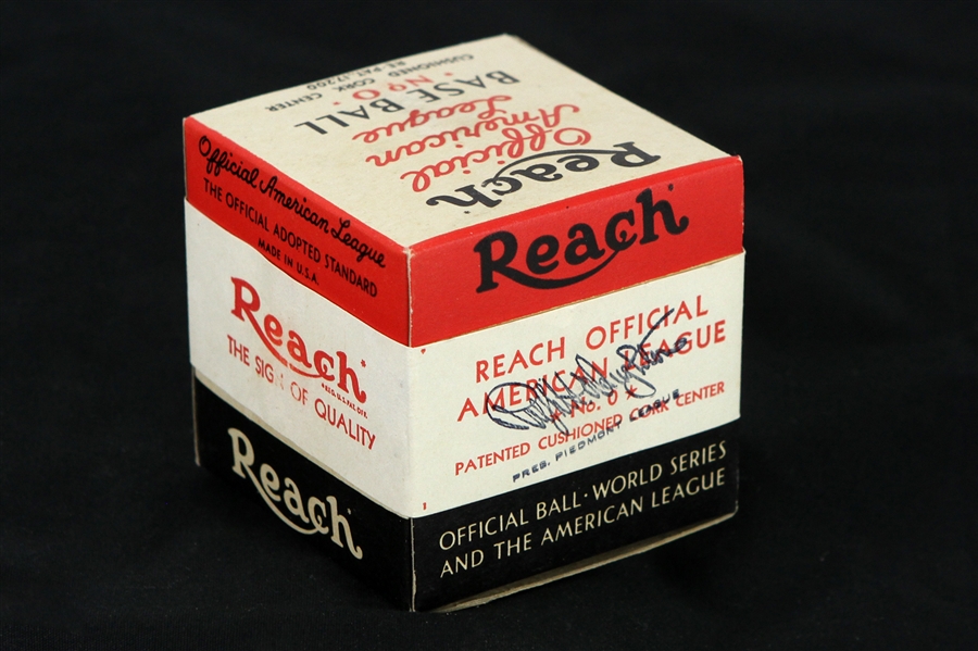 1945 Reach Official Piedmont League Ralph Daughton Baseball Sealed in Original Box w/ Ribbon Intact (MEARS LOA)