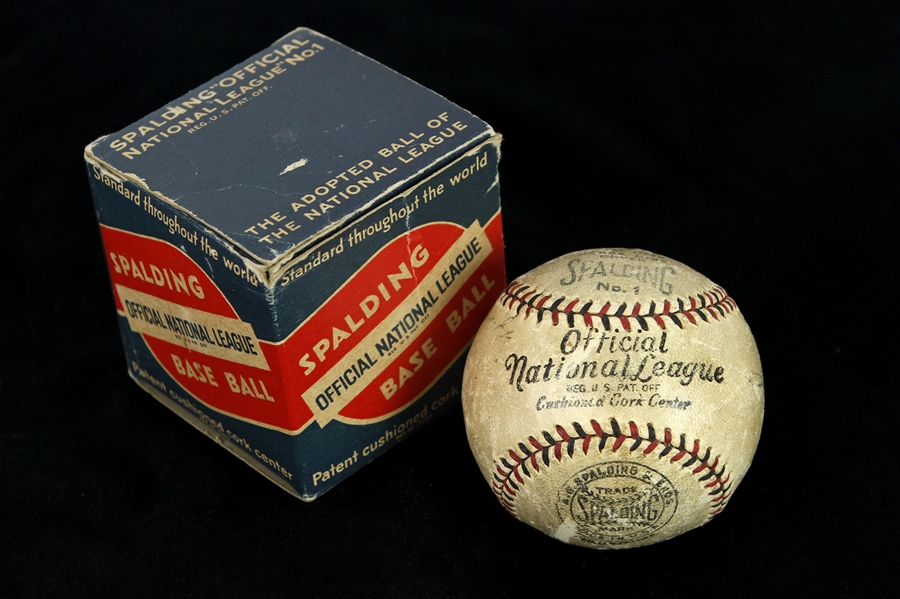 1928-33 Spalding Official National League John Heydler Baseball w/ Original Box & Christmas Inscription (MEARS LOA)