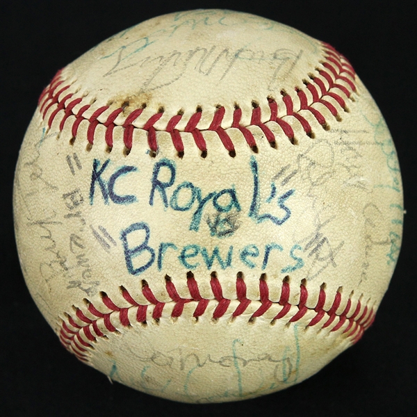 1980-81 Milwaukee Brewers Kansas City Royals Multi Signed Baseball w/ 18 Signatures Including Robin Yount, Paul Molitor, Bob Uecker, Bud Selig & More (JSA)