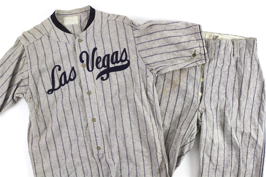 1910s-20s Condons Coal Yard Las Vegas Game Worn Flannel Baseball Uniform w/ Jersey & Pants (MEARS LOA) 
