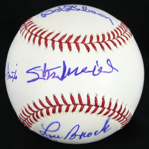 2000s Stan Musial Bob Gibson Ozzie Smith Lou Brock Red Schoendienst St. Louis Cardinals Multi Signed OML Selig Baseball (PSA/DNA)