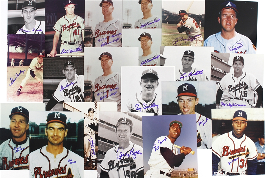 1953-1965 Milwaukee Braves and Boston Red Sox Autographed 8x10 Photos Including Warren Spahn, Eddie Matthews, Andy Pafko, and More (Lot of 30) (JSA) 
