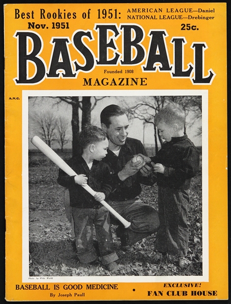 1951 Baseball Magazine Featuring Bob Feller