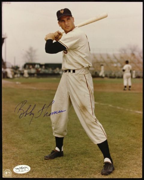 1946-53 Bobby Thomson New York Giants Signed 8" x 10" Photo *JSA*