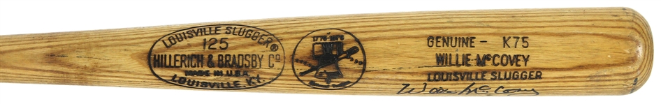 1976 Willie McCovey Padres/Athletics Signed H&B Louisville Slugger Professional Model Game Used Bicentennial Bat (MEARS A10/JSA & PSA/DNA GU 10)