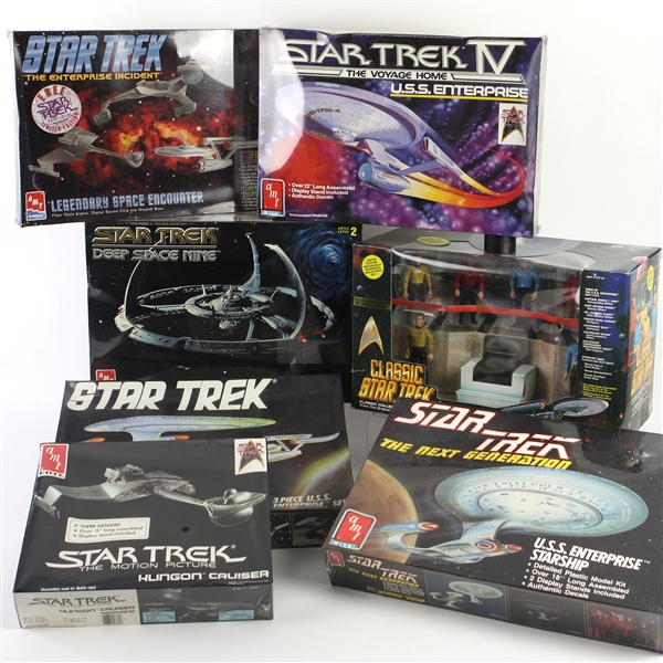 1979-2013 Star Trek Model Kit & MIB Toy Sets Collection - Lot of 11 w/ USS Enterprise, Klingon Cruiser, Deep Space Nine Space Station & More